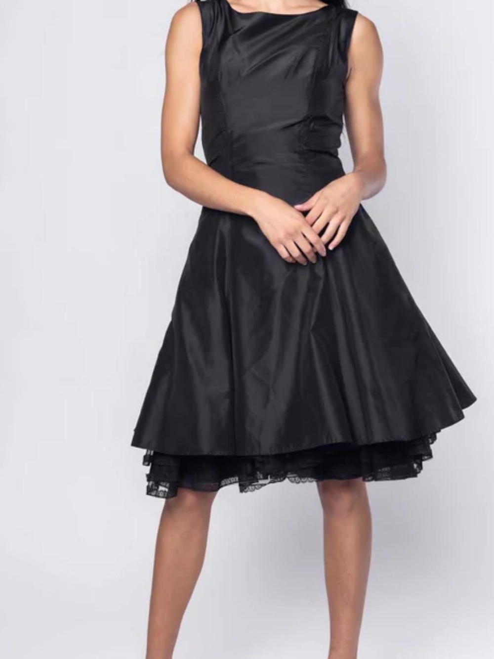 Elegant Black Cowl Neck Fit-and-Flare Dress